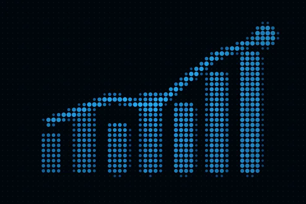 Gráfico de barras ascendente en puntos azules: acciones tokenizadas de EE. UU.